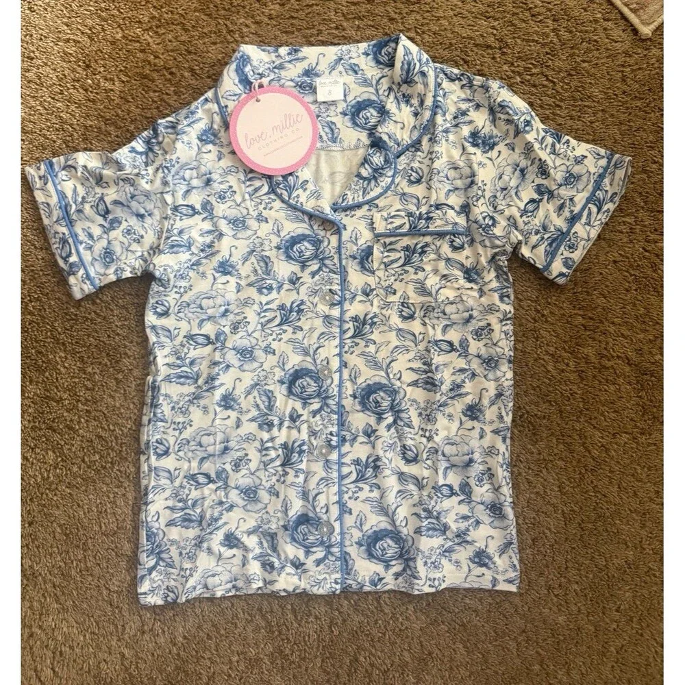 SweetHoney Blue and White Floral Kids Pajama Set